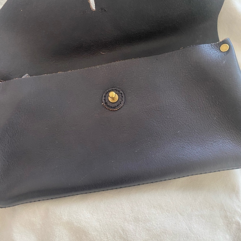Vintage‎ 1937 Accessories Black Leather Clutch Wristlet - Picture 5 of 8